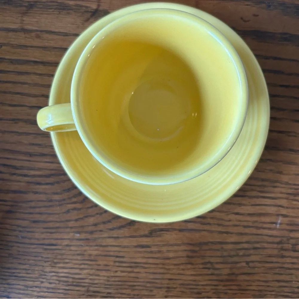 Fiestaware Ceramic Cup and Saucer Sets (like new condition) yellow coral